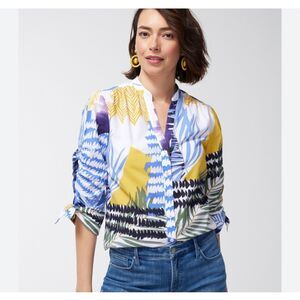NWT Chicos Mixed folliage print cotton blouse size XLarge